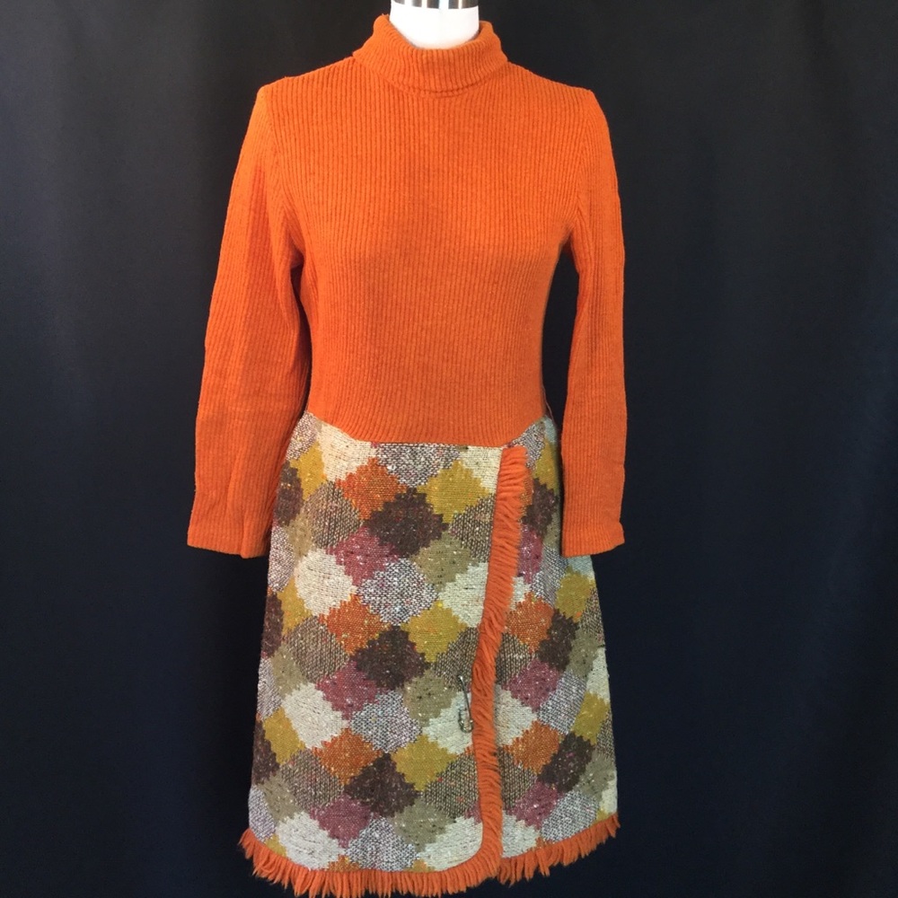 Acrylic turtleneck Diamond pattern dress med - Picture 1 of 8